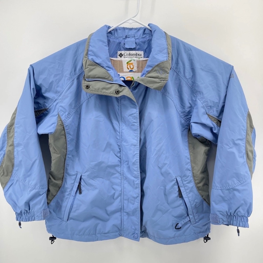 Columbia Interchange Jacket Womens XL Full Zip Nylon Blue Gray Solid